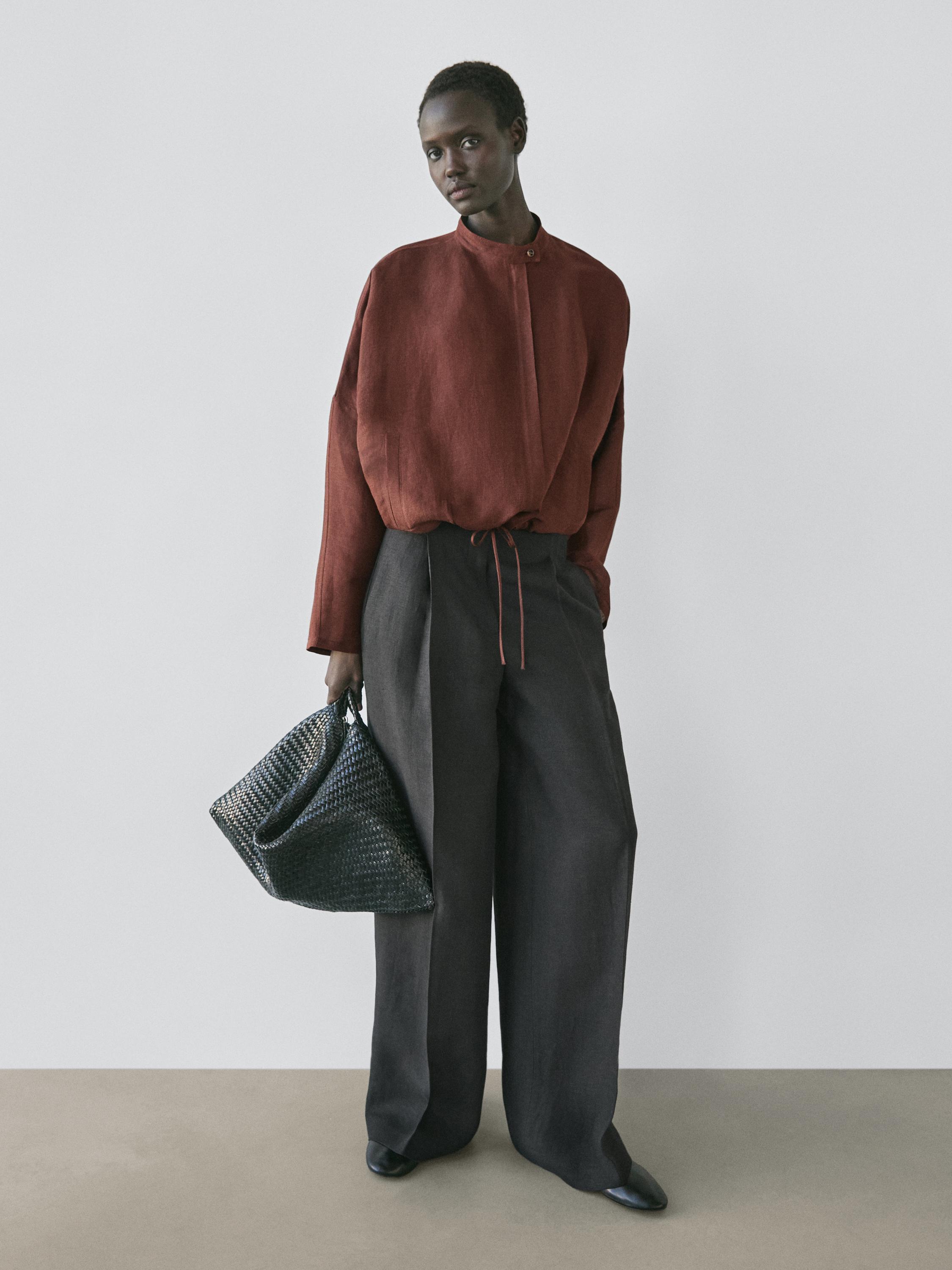 Flowing linen suit trousers